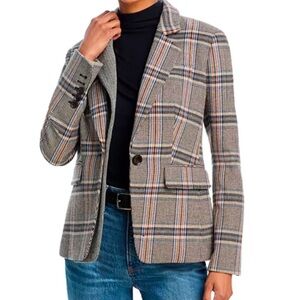 Veronica Beard Checkered Blazer in Brown and Blue